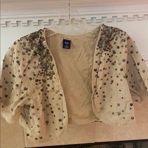 Brown sequined top can be layered or worn w a tank